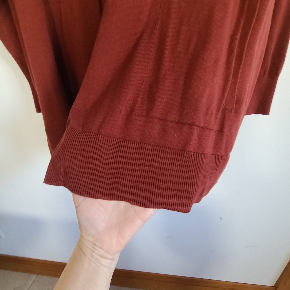 Lands End Cardigan Sweater Terracotta Orange Rust 2X - Picture 5 of 11